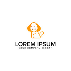 smile dog logo design concept template