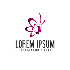 people face butterfly logo design concept template