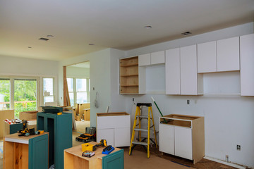 Interior design construction of a kitchen with cooker extractor
