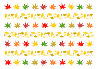 もみじとイチョウ模様の背景イラスト