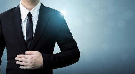 Young executive businessman in suit with copy space, Employee success in company concept