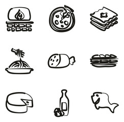 Italian Food Icons Freehand 