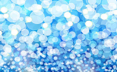 Blue bokeh background.