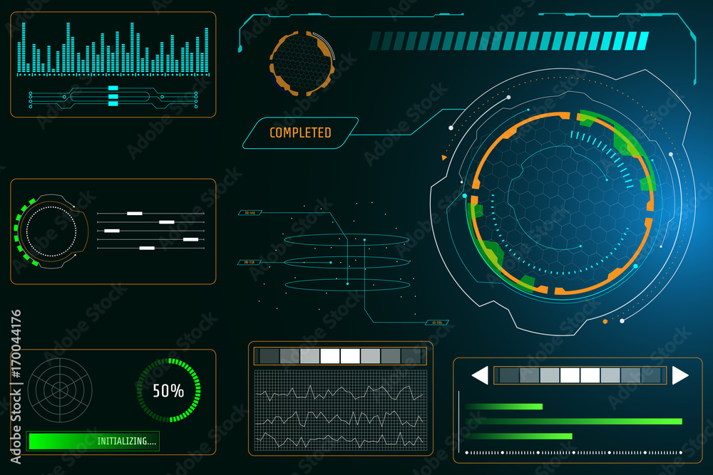 Poster Abstract HUD Elements Graphic Virtual User Interface Control Panel Vector Background