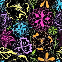 abstract seamless multicolored flower pattern