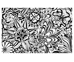 abstract black and white pattern from flowers