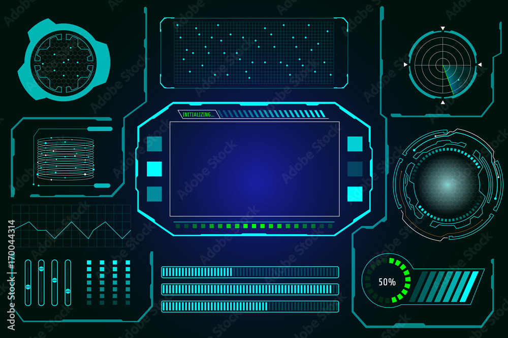 Poster HUD Hi Technology User Interface  Screen Control Panel Vector Background