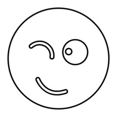 Winks face icon in outline style vector illustration for design and web isolated