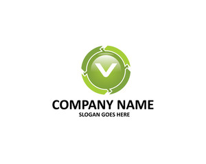 v letter circle arrow logo