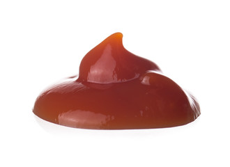 Ketchup or tomato sauce on white background