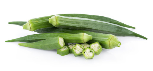 fresh okra isolated on white background