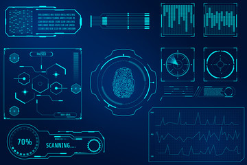 HUD Elements Hi Technology Interface Brain Analysis Concept Vector Background