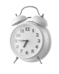 White Alarm clock on white background
