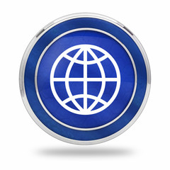 bouton terre internet bleu