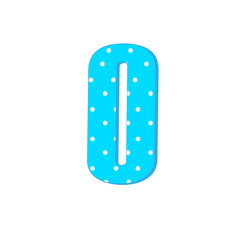 Cute dotted 3d number zero isolated on white background Element for design.