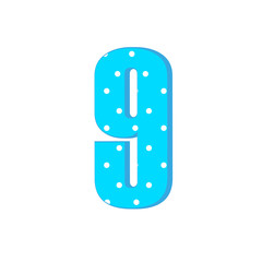 3d dots number nine blue funny cute Sign isolated white background