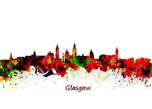 Glasgow Watercolor  Skyline