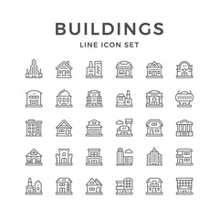 Set line icons of buildings