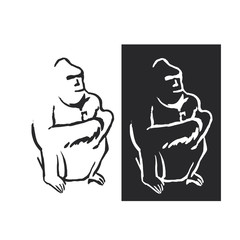 Gorila Síntesis gráfica blanco y negro, gorila artístico, arte naturaleza, animales, alto contraste