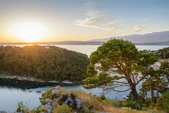 Sunset in Novigrad bay near Zadar