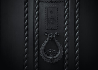 Details of beautiful dark gray door. 