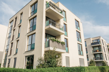 very modern apartments with bushes