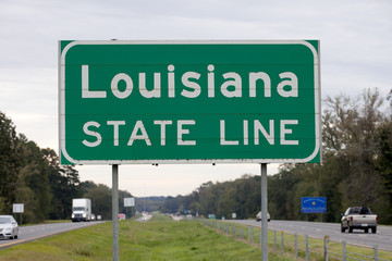 State Line Sign Saying Welcome to Louisiana