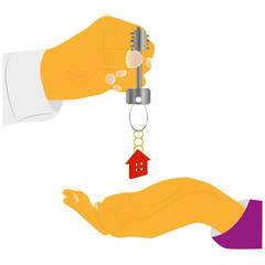 Image of a house sale. Palm and key from home. Realtor services.