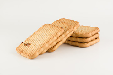 stack of cookies on a white background