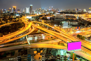 Fototapeta na wymiar Bangkok city - road at night in Bangkok Thailand.
