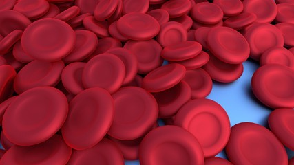 Red blood cell on blue background.