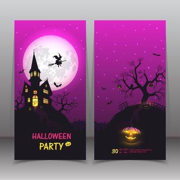 Happy Halloween banner. set background vector illustration,Set of vector design elements.