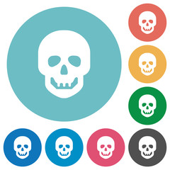 Human skull flat round icons