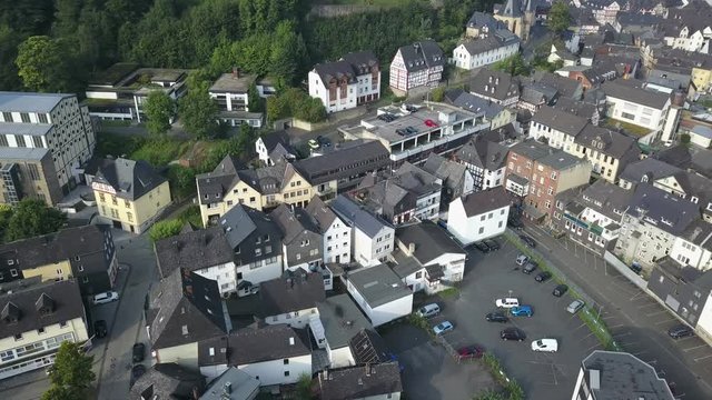 Aerial view over the old town of Dillenburg. Lahn-Dill-Kreis, Hesse, Germany