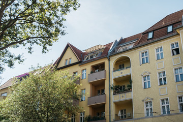 yellow buildings at prenzlauer berg in berlin