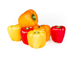 colorful bell peppers on white background