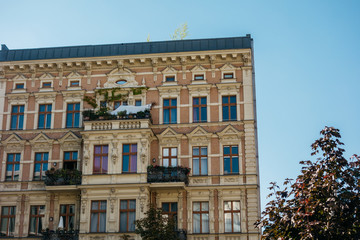 Fototapeta na wymiar old apartment house in berlin with luxury facade