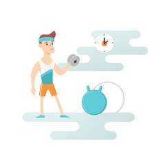 Fresh and stylish illustration of a young man doing workout. 