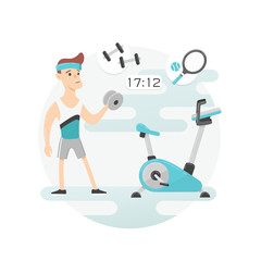 Fresh and stylish illustration of a young man doing workout. 