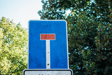 dead end traffic with blue color