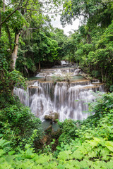 Naklejka na ściany i meble Huay Mae Kamin waterfall at Khuean Srinagarindra National Park kanchanaburi povince , Thailand 