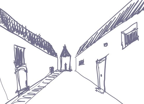 Perspektive einer Stra&szlig;e in einer Stadt