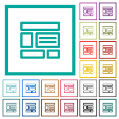 Web layout flat color icons with quadrant frames