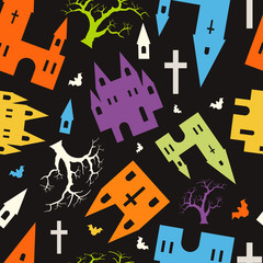 Fantasy Halloween pattern seamless tile background