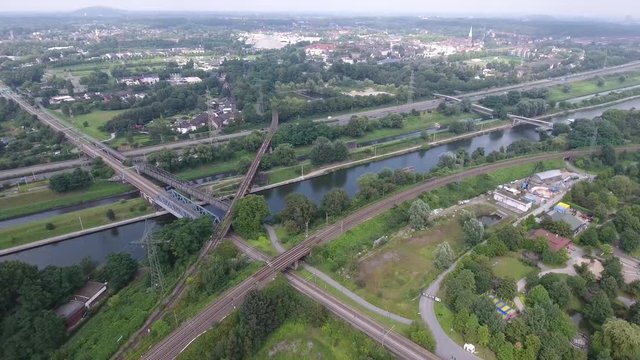 Aerial View Ruhr Vally Landscpe including Forest Highway Rivers and Landmarks 