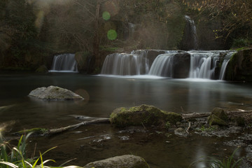 Mountain river and waterfalls