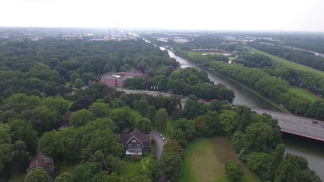 Aerial View Ruhr Vally Landscpe including Forest Highway Rivers and Landmarks 