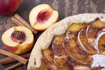 Sand cake with nectarines