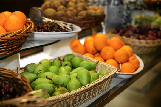 Different kinds of fruits at buffet