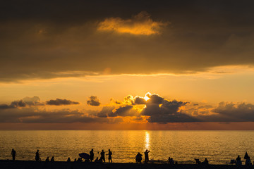 Fototapeta na wymiar Golden sunset over the Black Sea
